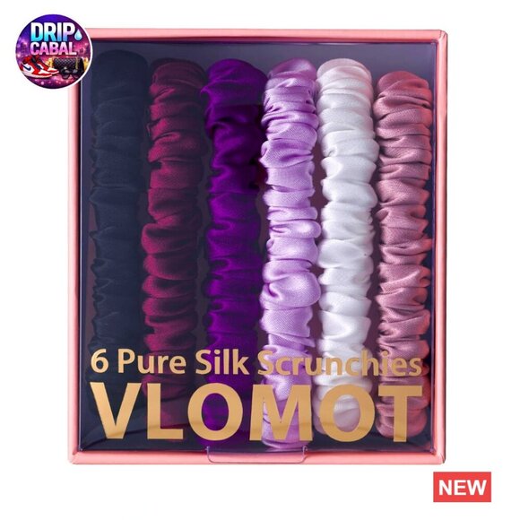 Mulberry Silk Hair Scrunchies Set 6 Pcs No Damage Chic Everyday Skinny Ponytail main image 4